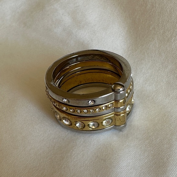β¨π Ann Taylor Stack Hinged Silver and Gold Ring Size 8 πβ¨ - Picture 6 of 9